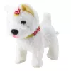 LEAN TOYS Interaktiver Hund mit Schleifen an der Leine, läuft und bellt, weiß