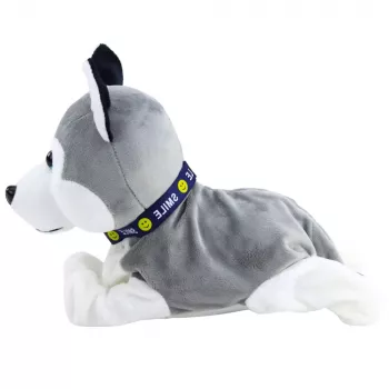 LEAN TOYS Batteriebetriebener interaktiver Husky-Plüschhund bewegt sich und macht Geräusche