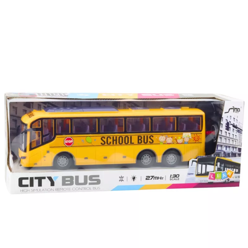 LEAN TOYS RC School Bus 1:30 Fernsteuerung mit Lichtern Gelb
