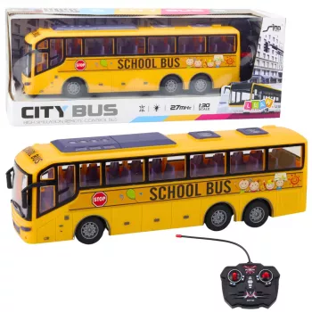 LEAN TOYS RC School Bus 1:30 Fernsteuerung mit Lichtern Gelb