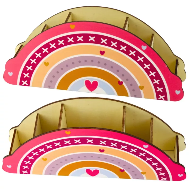 LEAN Holz-Schreibtisch-Organizer für Kinder Regenbogen Pink