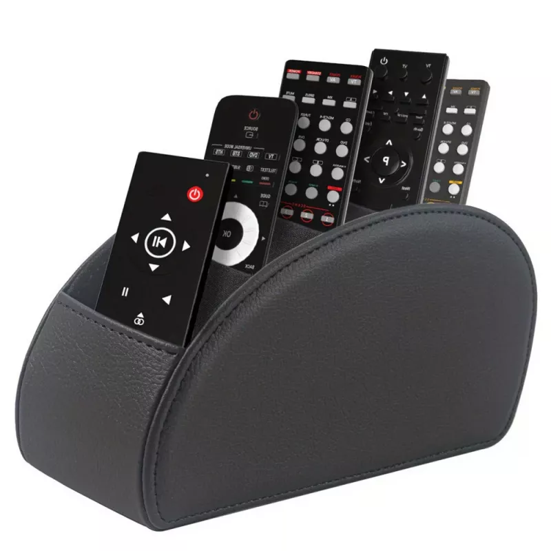 LEAN Remote Control Organizer Box 5 Compartments Black Eco-Leather