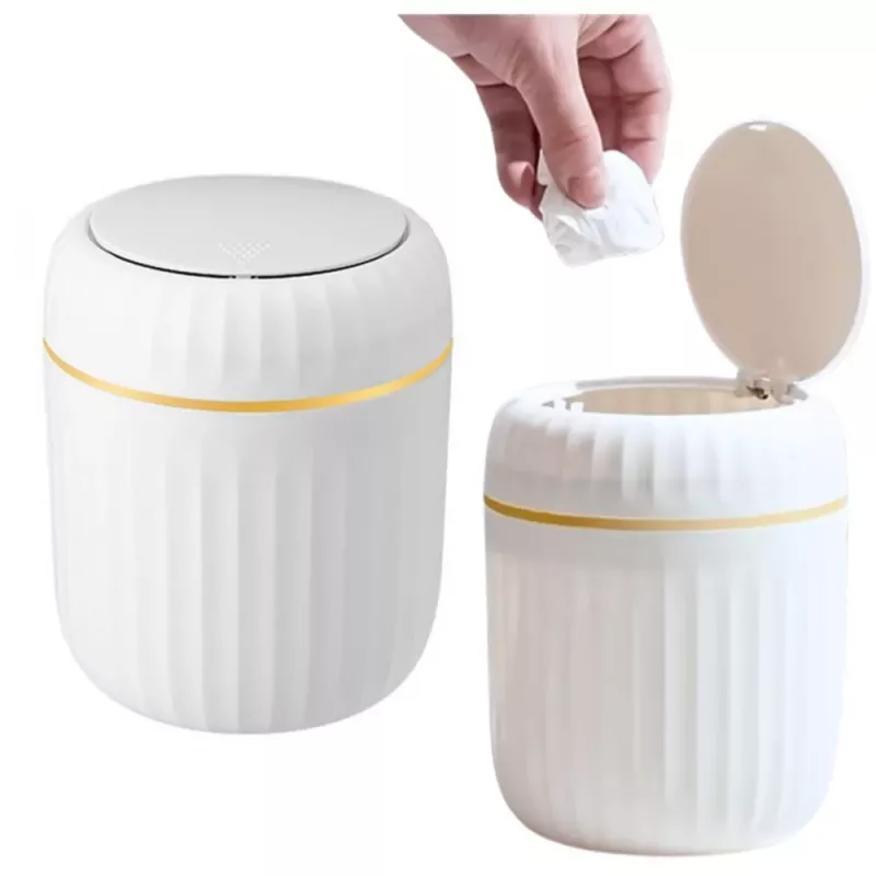 LEAN Mini Abfalleimer Deckel Öffnung Universal Elegant Weiß