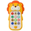 LEAN TOYS Interaktives Lernspieltelefon für Kleinkinder mit Geräuschen und Melodien, Gelber Löwe