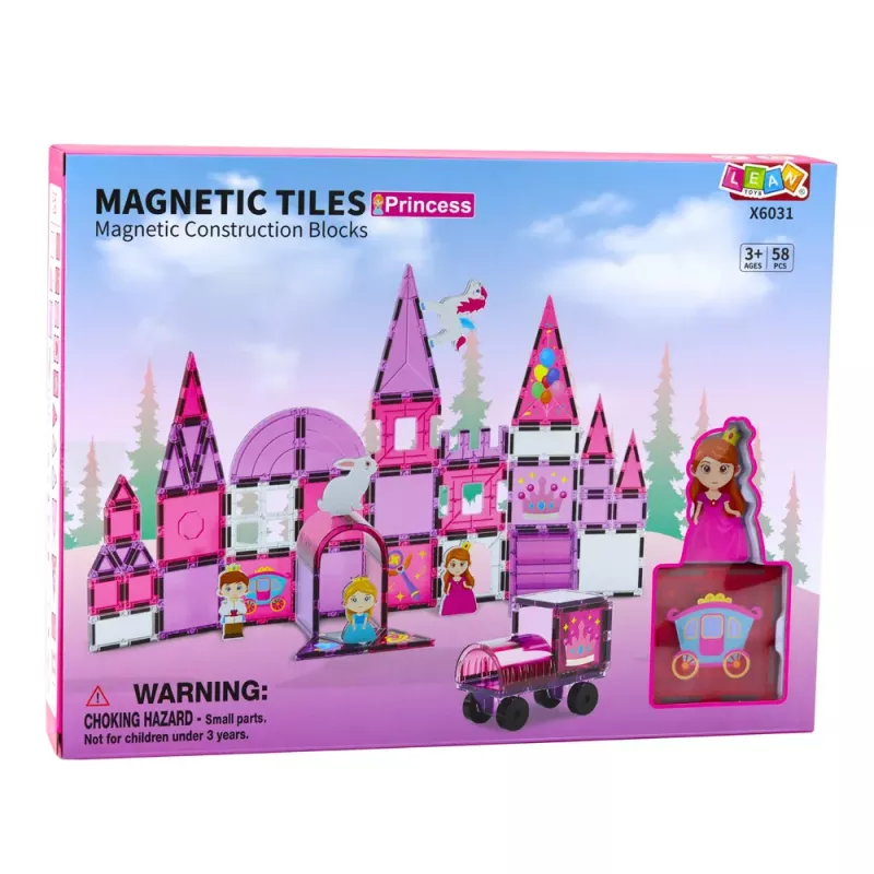 LEAN TOYS Magnetic Windows Blocks für Mädchen Pink 58 Teile