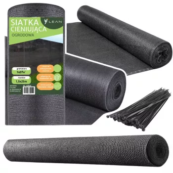 LEAN Schattierungsnetz für Zaun Sichtschutz Grau 1,5M 25M 140g/m²