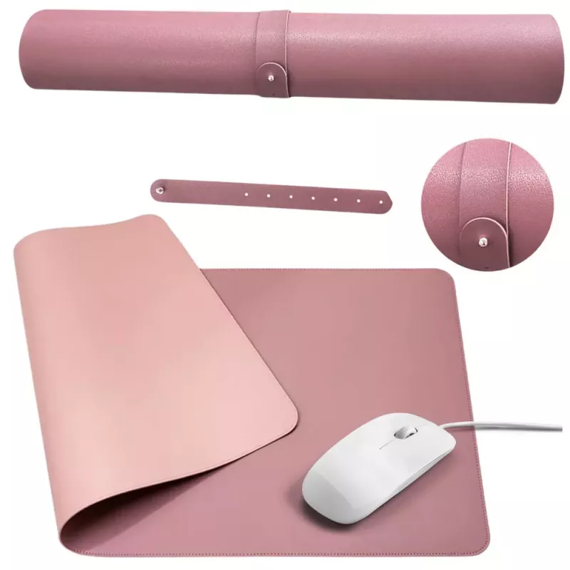 LEAN Tastatur-Mauspad für Schreibtisch, doppelseitig, Öko-Leder, Pink, 80x40 cm