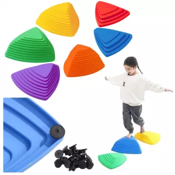 LEAN TOYS Sensorischer Bildungspfad - Farbige Balance-Steine, 6 Stk.