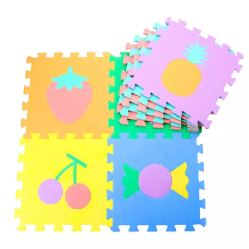 LEAN TOYS Soft Puzzle Mat Educational EVA Foam Fruits Sweets Colorful 16 pcs.