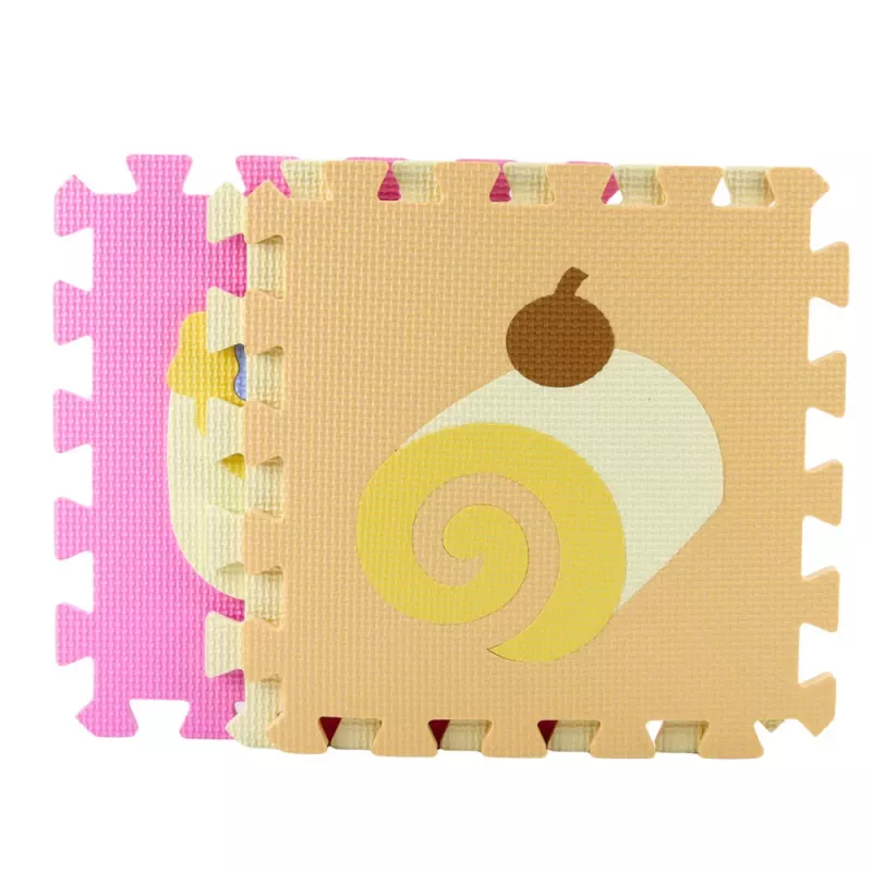 LEAN TOYS Soft Puzzle Lernmatte EVA Schaumstoff Früchte Süßigkeiten Pastell 16 Stk.