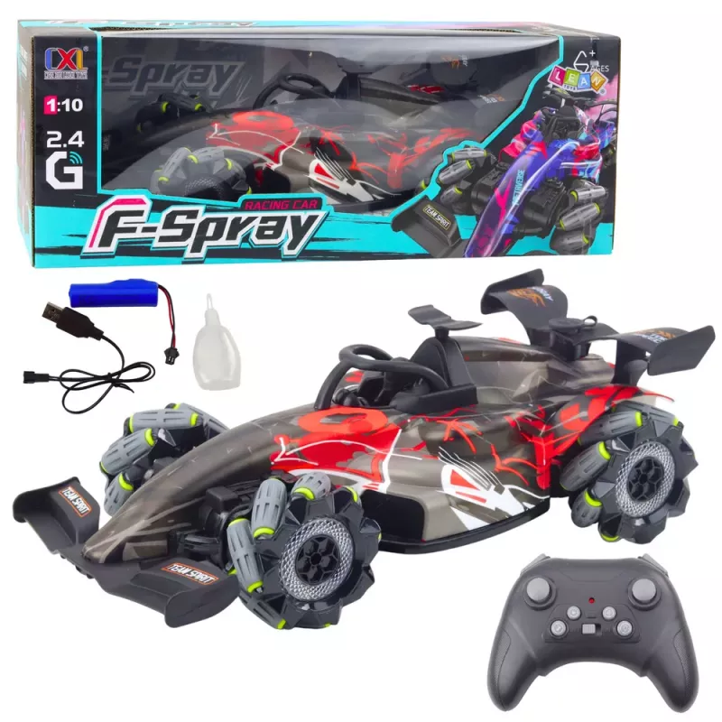 LEAN TOYS F-Spray Remote Controlled RC Racer 1:10 Lights Sounds Steam Red