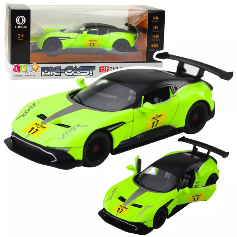 LEAN TOYS Sportwagen mit Rückzugantrieb, Lichtern und Geräuschen, Grün, 1:22