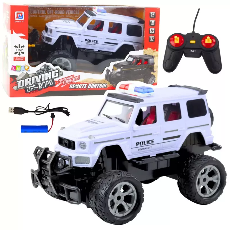 LEAN TOYS RC Polizei-Geländewagen Weiß 1:12
