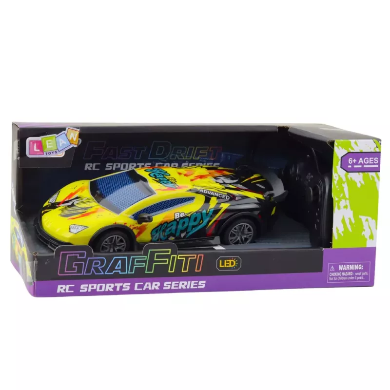 LEAN TOYS RC-Fernsteuerung Sportwagen LED-Leuchten Gelb 1:22