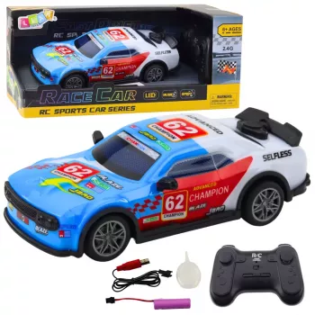 LEAN TOYS RC-Fernsteuerung Sportwagen mit Lichtern und Wasserdampf Blau 1:22
