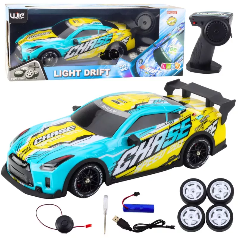 LEAN TOYS RC-Fernlenk-Sportwagen mit beleuchteter Drift-Karosserie Türkis
