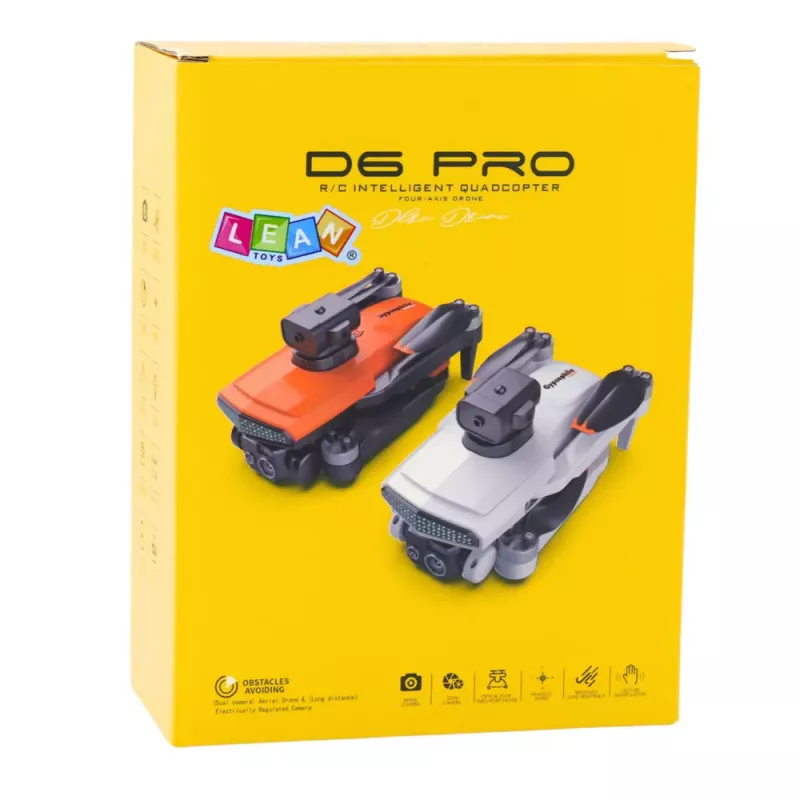 LEAN TOYS Drone D6 PRO Kamera LED-Leuchten App Hellgrau