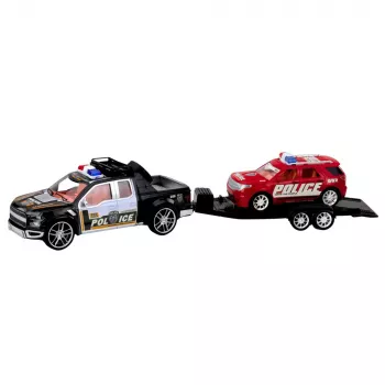 LEAN TOYS Off-Road Polizeiauto-Set mit Abschleppwagen und Streifenwagen