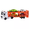 LEAN TOYS Lora Truck Abschleppwagen-Set mit 4 Autos, öffnenden Türen, Licht & Sound
