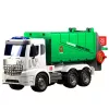 LEAN TOYS Großer Müllwagen mit Hebefunktion, 2 Behälter, Lichter, Geräusche, Grün, 1:10