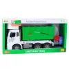 LEAN TOYS Großer Müllwagen mit Hebefunktion, 2 Behälter, Lichter, Geräusche, Grün, 1:10
