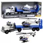 LEAN TOYS Polizei-Transport-LKW mit Hubschrauber Licht- und Sound-Set