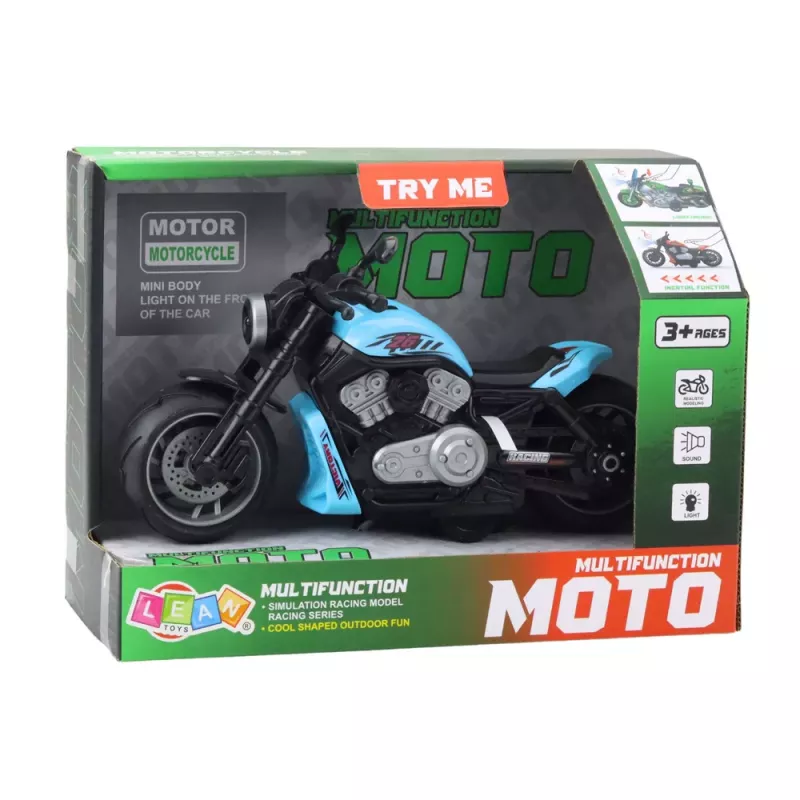 LEAN TOYS Batteriebetriebenes Spielzeug-Motorrad mit Licht und Sound Blau