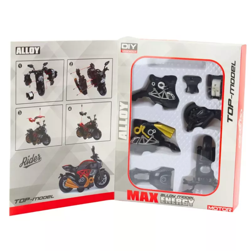 LEAN TOYS Motorrad zum Zusammenbauen Schrauben Metall 1:14 DIY Schwarz Gold Elemente