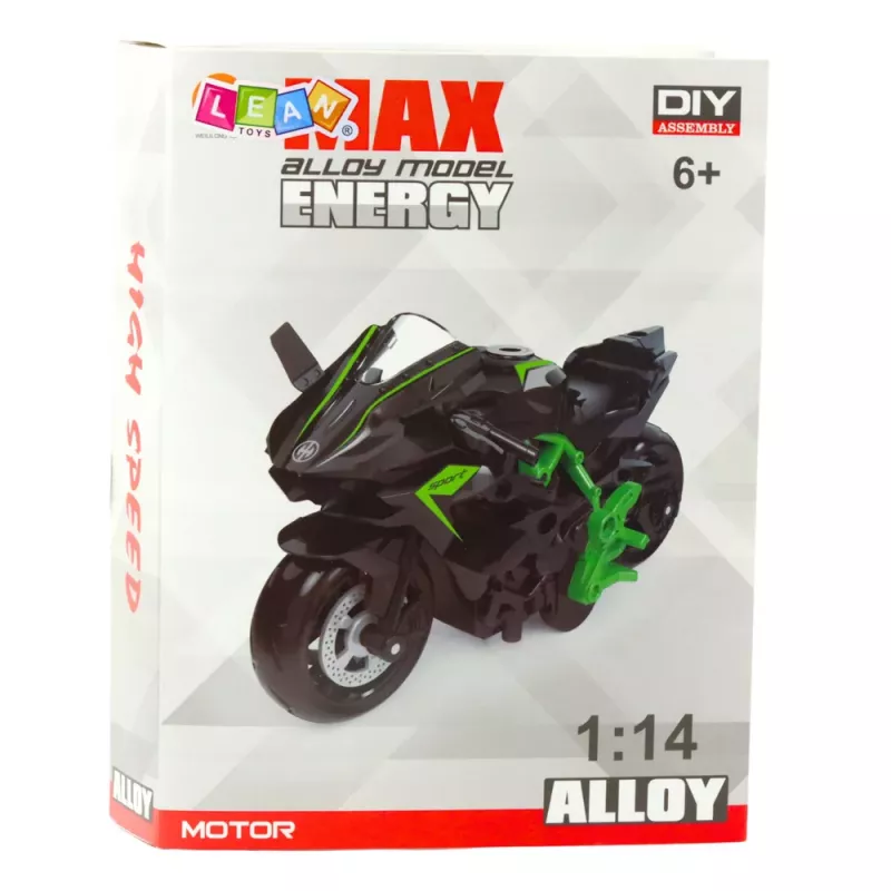 LEAN TOYS Motorrad zum Zusammenbauen Schrauben Metall 1:14 DIY Orange-Grün