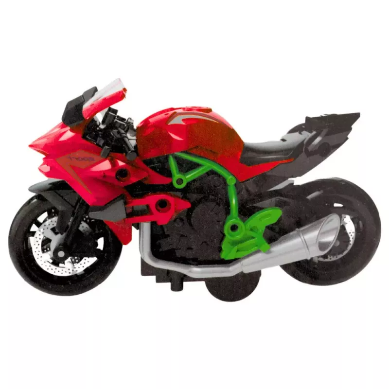 LEAN TOYS Motorrad zum Zusammenbauen Schrauben Metall 1:14 DIY Grün-Rot