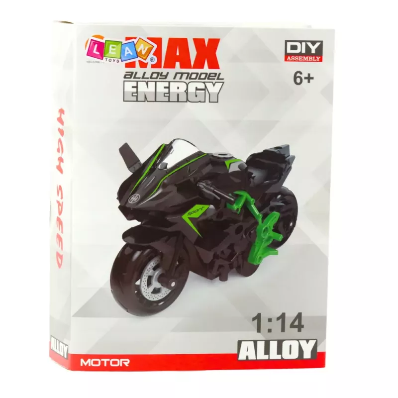 LEAN TOYS Motorrad zum Zusammenbauen Schrauben Metall 1:14 DIY Grün-Blau