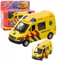 LEAN TOYS Krankenwagen Metall Pull-Back motorisiert Lichter Geräusche Gelb 1:32
