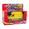 LEAN TOYS Metall-Lieferwagen mit Rückziehmotor, Licht und Sound, Gelb, Maßstab 1:32