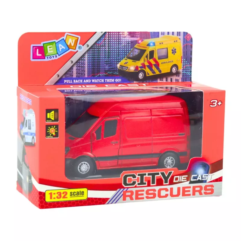 LEAN TOYS Lieferwagen Metall Rot 1:32 Licht Sound