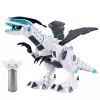 LEAN TOYS RC-Fernsteuerungs-Dinosaurier-Roboter mit Flügeln, Lichtern und Geräuschen, Weiß