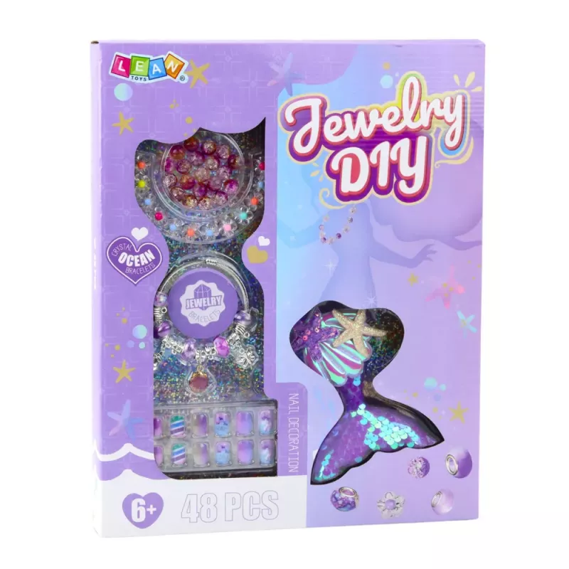 LEAN TOYS Beauty Set Schmuck Armband Perlen Haarnadel Meerjungfrauenschwanz 48-teilig