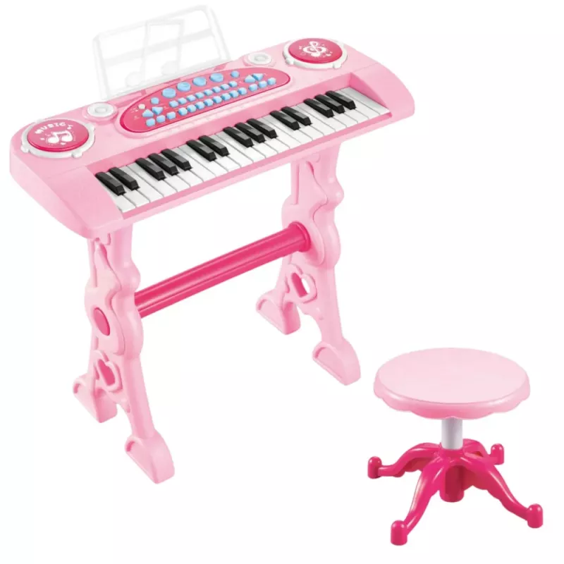 LEAN TOYS Elektronisches Klavier für Kinder mit Mikrofon 37 Tasten Pink