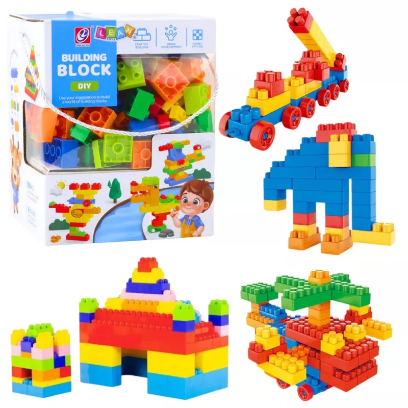 LEAN TOYS Set of 3D Colorful Construction Blocks 180 pcs.