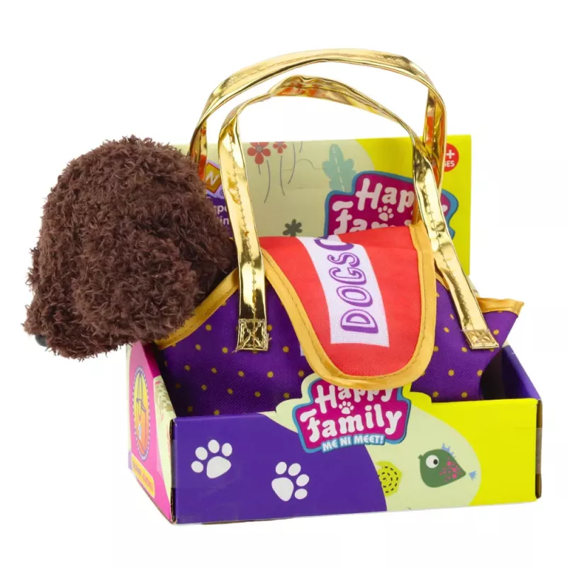 LEAN TOYS Pudelhund im Klettbeutel, Kuscheltier, Dunkelbraun