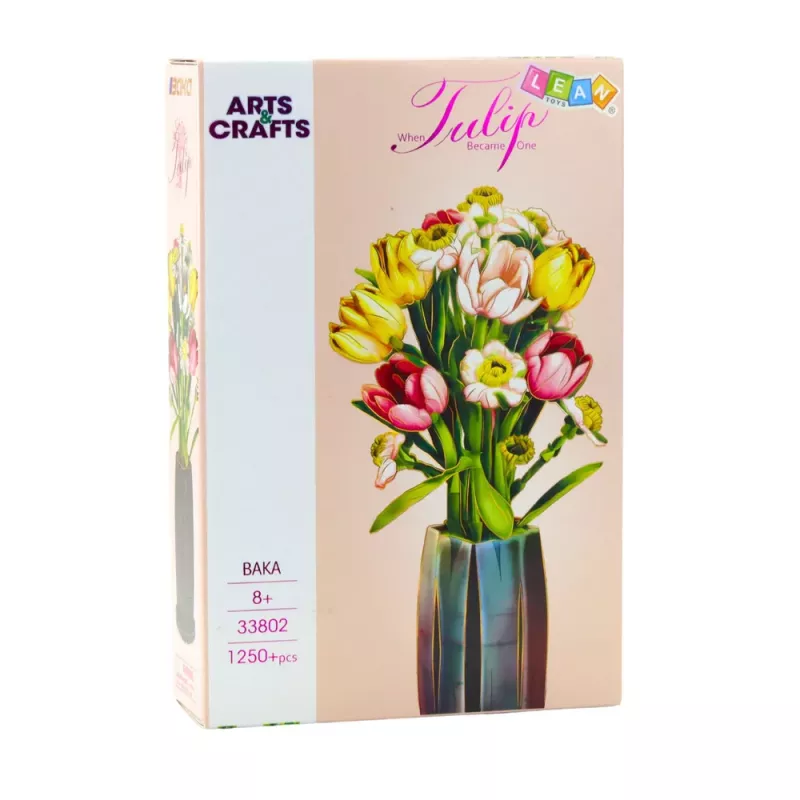 LEAN TOYS Bauklötze Blumenstrauß Tulpen in einer Vase 1250 Teile