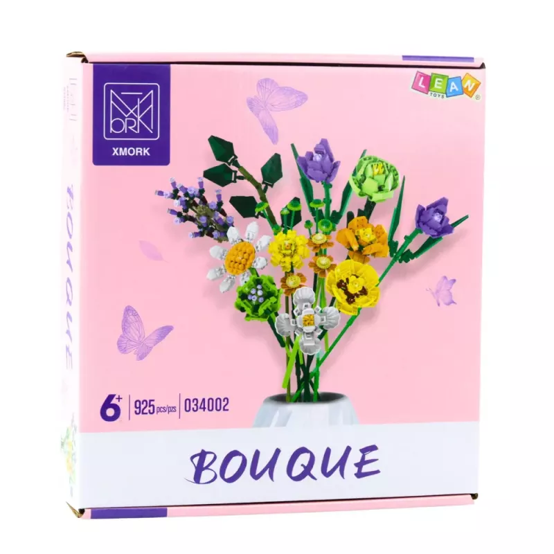 LEAN TOYS Bausteine Dekorativer Blumenstrauß aus bunten Blumen 925 Teile