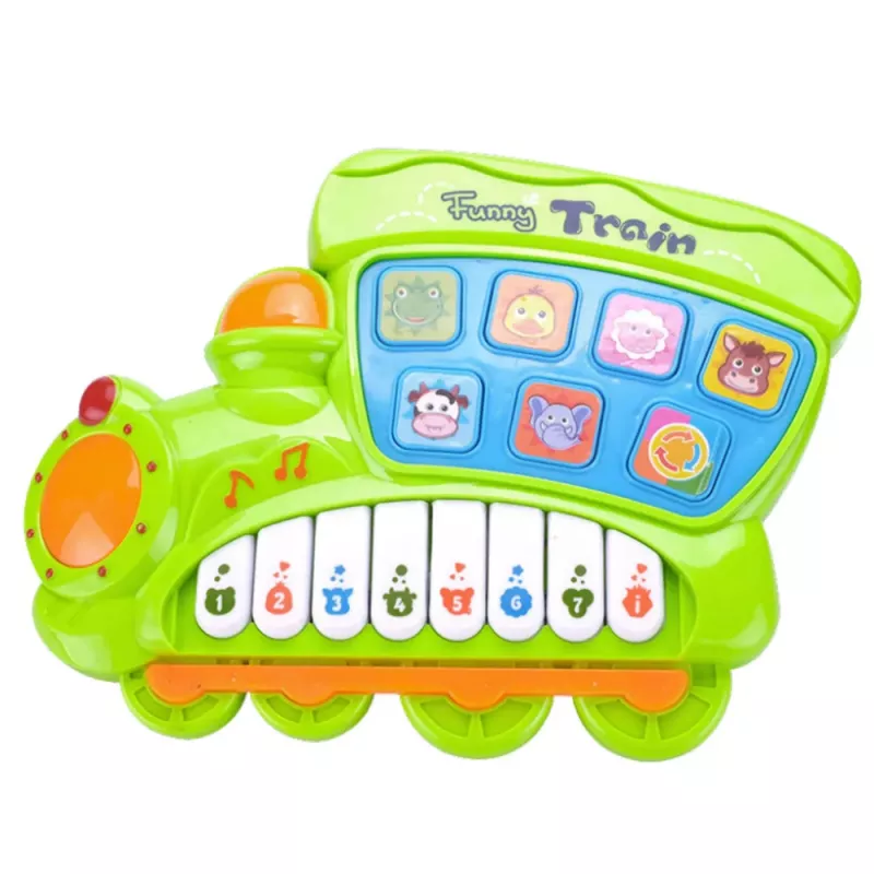 LEAN TOYS Lern-Elektronikklavier für Kleinkinder Lokomotive Grün