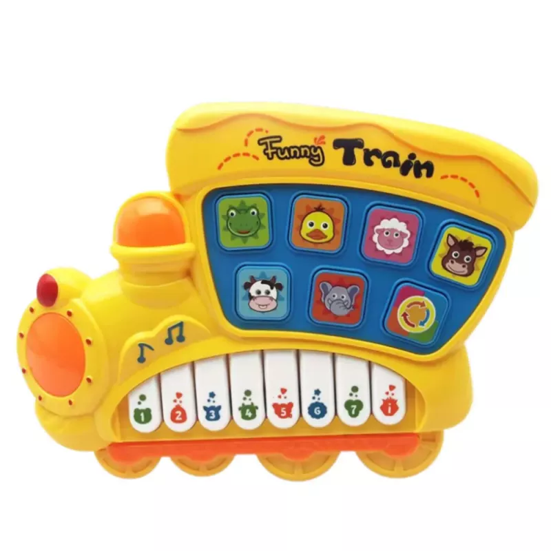 LEAN TOYS Elektrisches Lernklavier für Kleinkinder Lokomotive Gelb