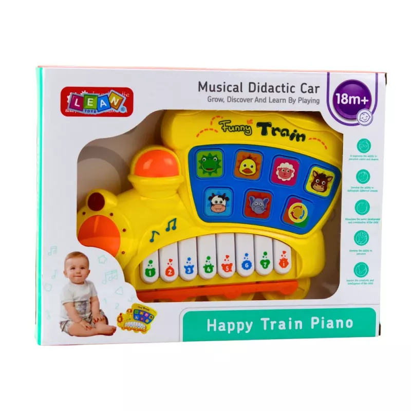 LEAN TOYS Elektrisches Lernklavier für Kleinkinder Lokomotive Gelb