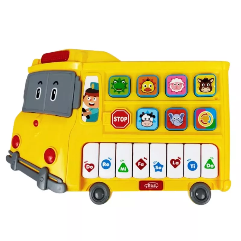 LEAN TOYS Elektrisches Klavier Lernspielzeug für Kleinkinder Gelber Bus