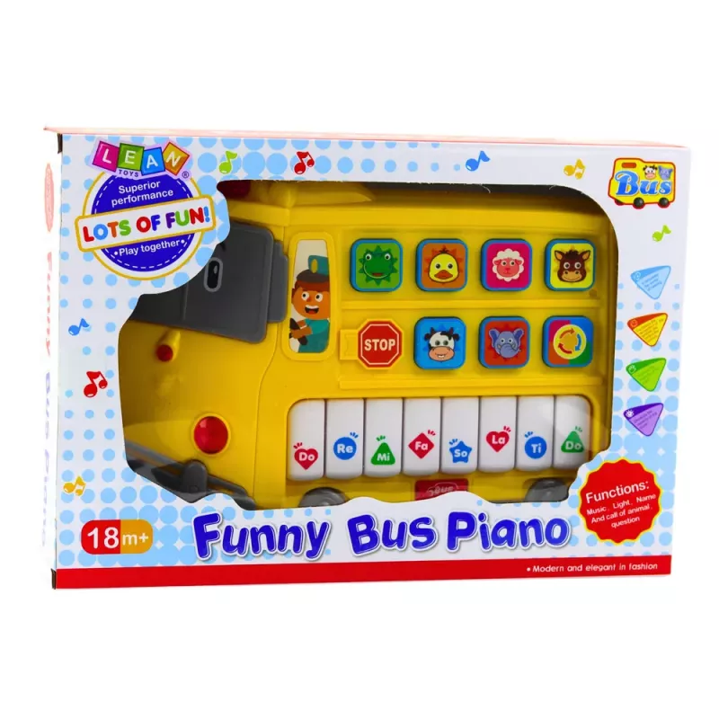 LEAN TOYS Elektrisches Klavier Lernspielzeug für Kleinkinder Gelber Bus