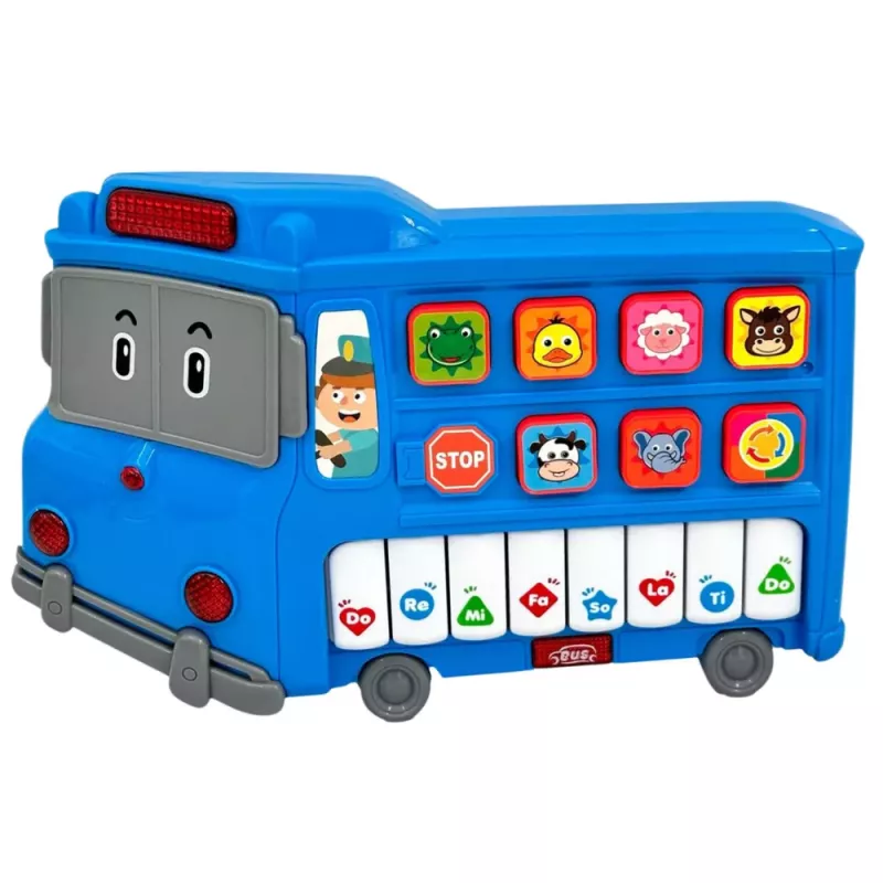 LEAN TOYS Elektrisches Klavier Lernspielzeug für Kleinkinder Blauer Bus