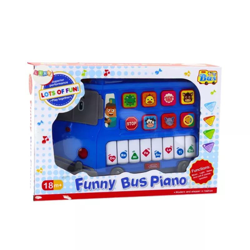 LEAN TOYS Elektrisches Klavier Lernspielzeug für Kleinkinder Blauer Bus