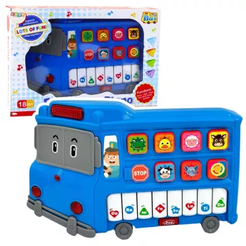 LEAN TOYS Elektrisches Klavier Lernspielzeug für Kleinkinder Blauer Bus