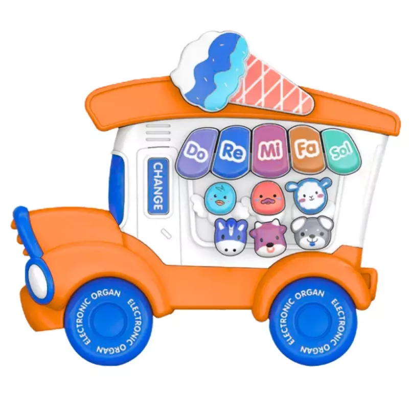 LEAN TOYS Elektrisches Klavier Lernspielzeug für Kleinkinder Eisdiele Orange